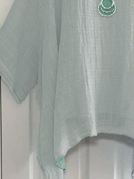 Crew Neck Printed/dyed Solid Batwing Top