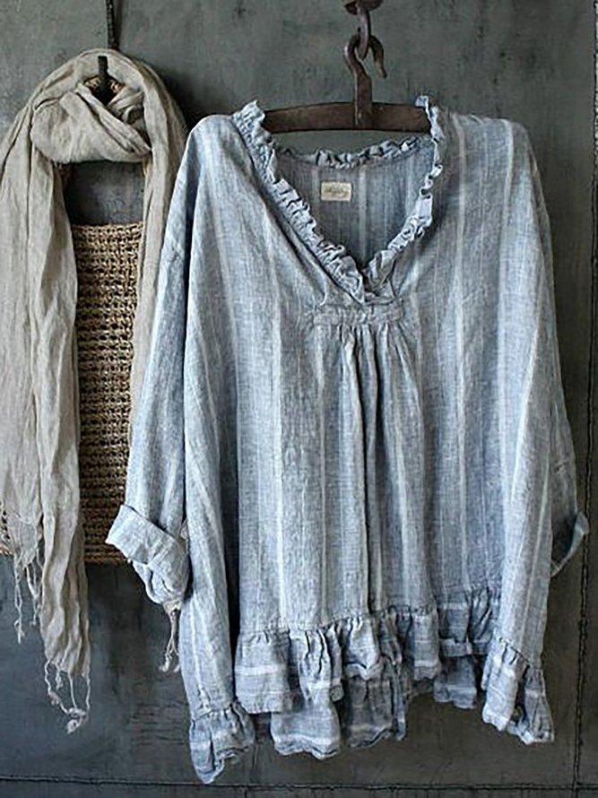 Women Cotton Shift Long Sleeve Top