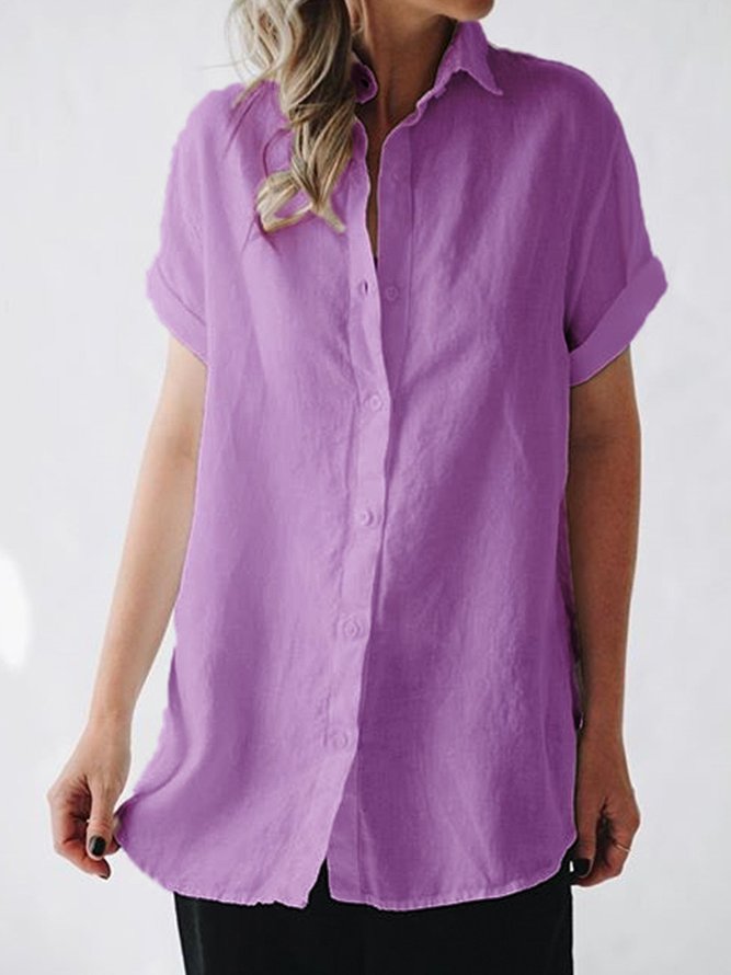 White Short Sleeve Shirt Blouse Top