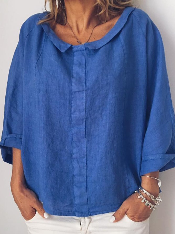 Women Casual Long Sleeve Cotton Solid Top