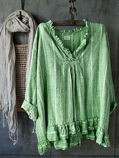 Women Cotton Shift Long Sleeve Top