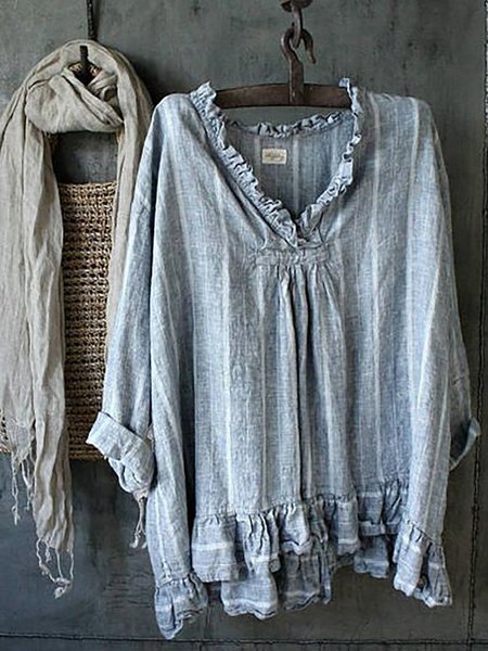 Women Cotton Shift Long Sleeve Top