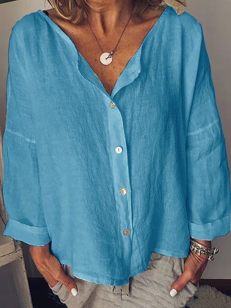 Long Sleeve Solid Shirt Blouse