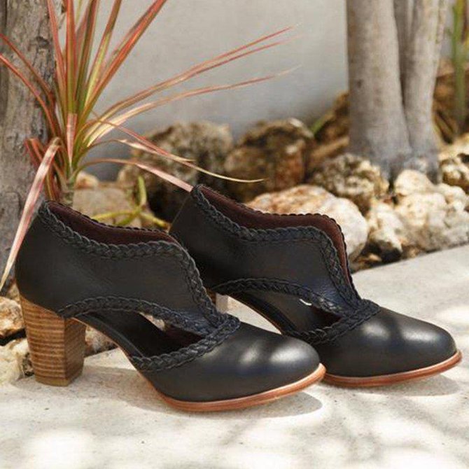 Cutout Low Heel Oxford Shoes Women Daily Loafers roselinlin