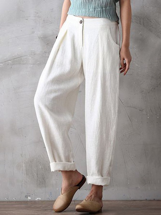 Women Long Cotton Pencil Pants Trousers | roselinlin