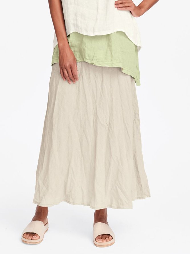 Cotton Maxi Skirt Casual Plain Skirt