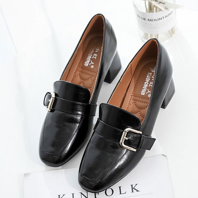 square toe heeled loafers