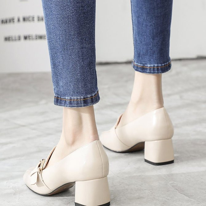 square toe heeled loafers