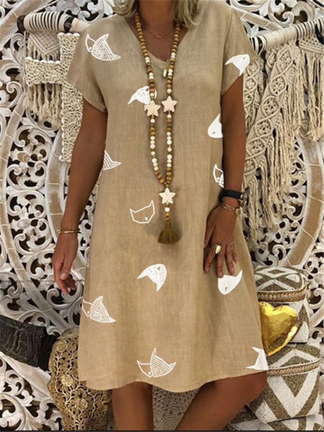 V Neck Women Weaving Dress Shift Vintage Holiday Weaving Dress