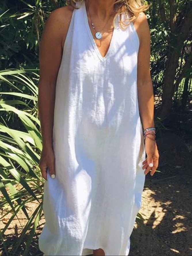 V Neck Women Casual Weaving Dress