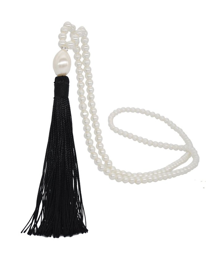 Women Necklace Pearl Fringed Necklace