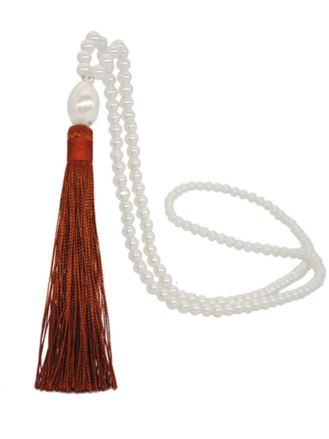 Women Necklace Pearl Fringed Necklace