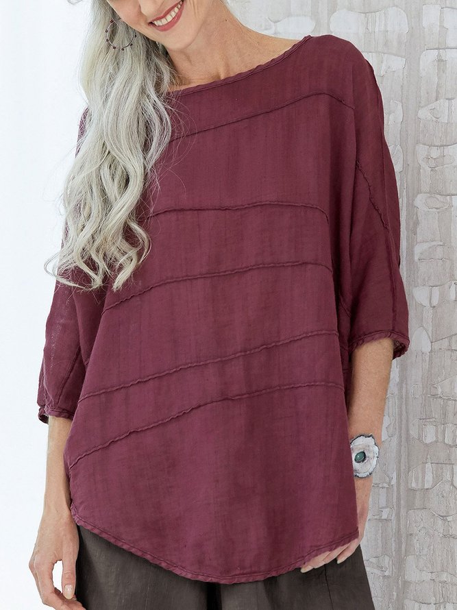 Round Neck 3/4 Sleeve Top