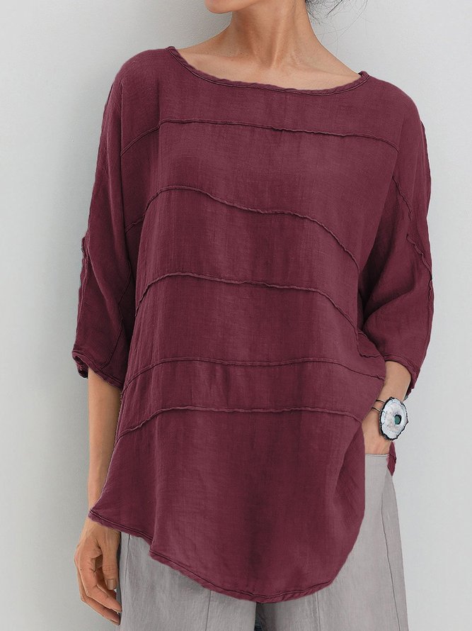 Round Neck 3/4 Sleeve Top