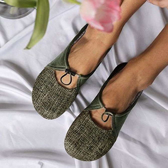 Womens Flats Patchwork Thin Flats Round Toe Womens Shoes