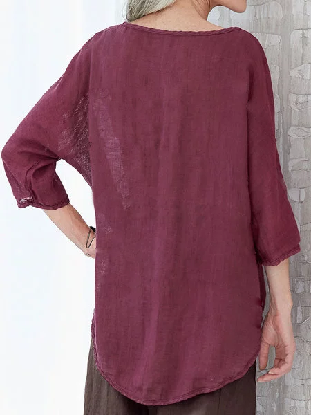 Round Neck 3/4 Sleeve Top