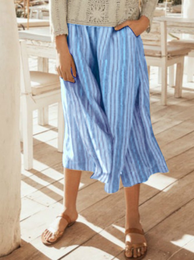 Striped cotton and linen cropped trousers roselinlin