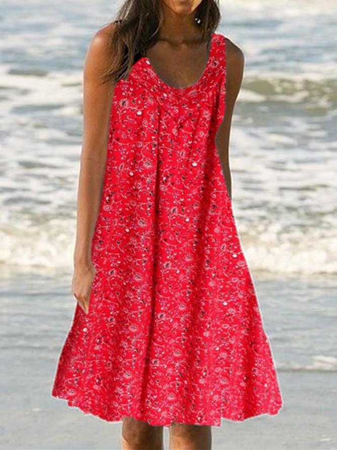 Floral Print Beach Women Summer Midi Dress