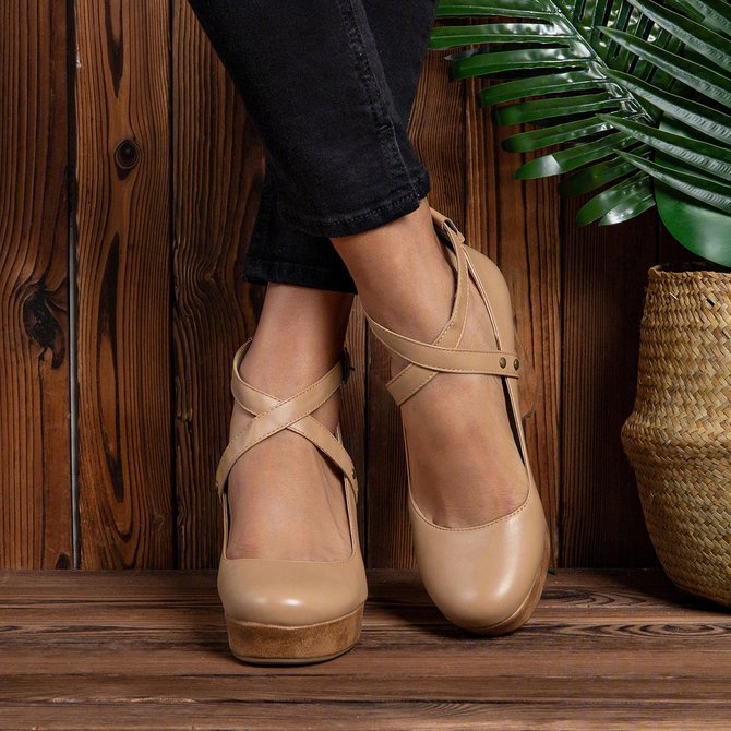 Closed Toe Chunky Heels Ankle Strap Sandals roselinlin