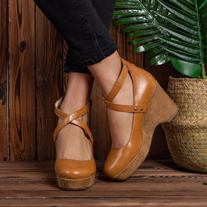 Closed Toe Chunky Heels Ankle Strap Sandals Roselinlin