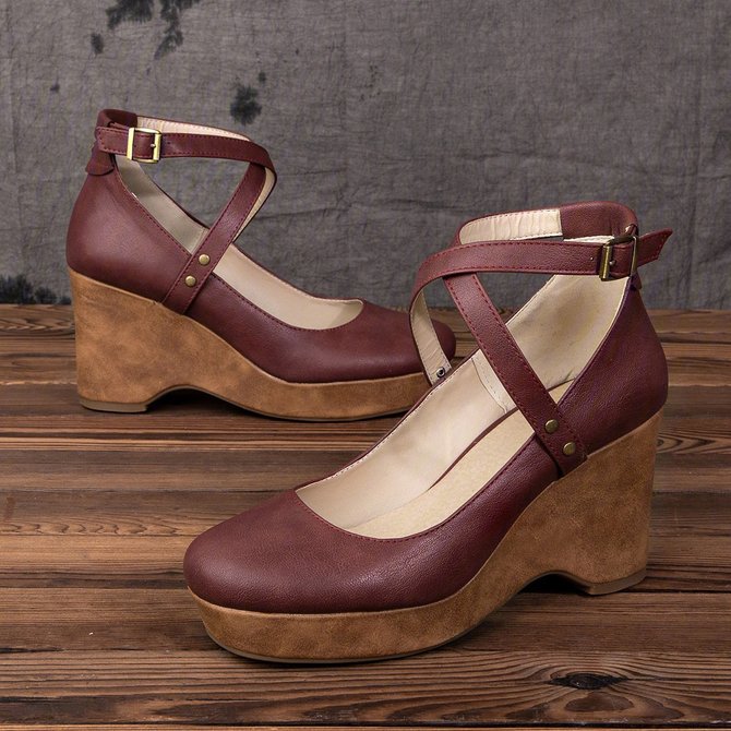 Closed Toe Chunky Heels Ankle Strap Sandals Shoes roselinlin Closed