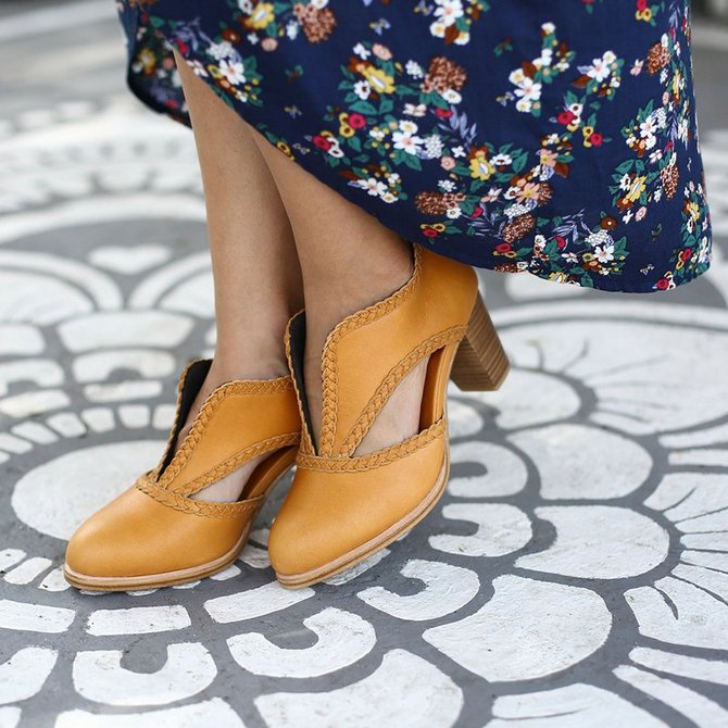 Cutout Low Heel Oxford Shoes Women Daily Loafers Shoes Aws