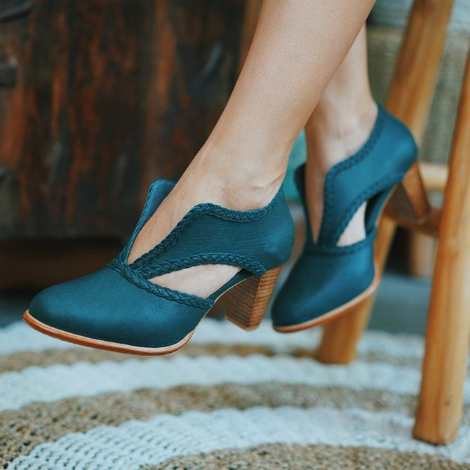 Cutout Low Heel Oxford Shoes Women Daily Loafers | roselinlin