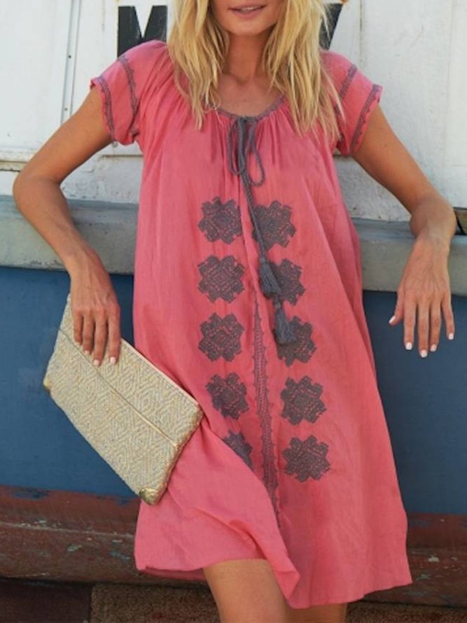 V Neck Women Women Dress Holiday Cotton Paneled Women Dress