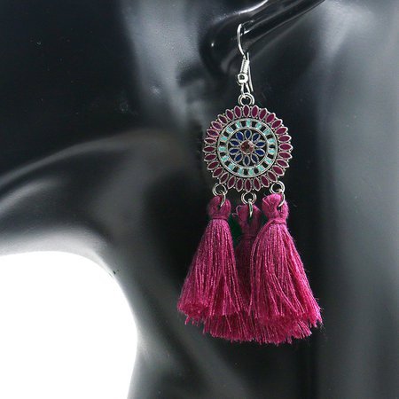 Womens Tassel  Alloy Round Earrings