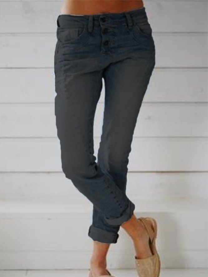 Casual Pockets Denim&jeans Jeans