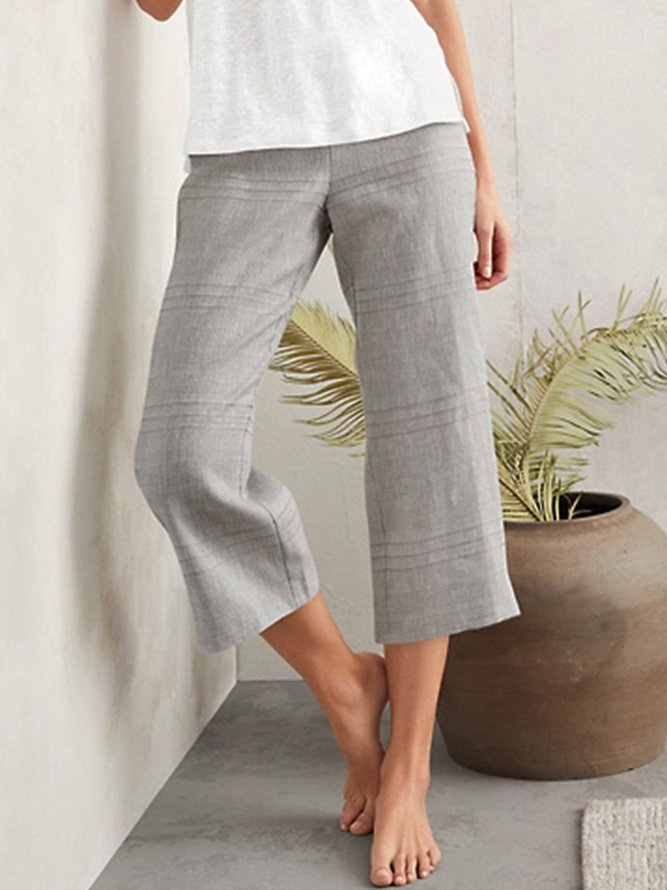Casual Plain Cotton-Blend Pants | roselinlin