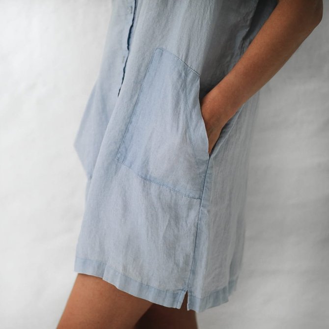 V Neck Short Sleeveless Loose Casual Shirt Women Dress