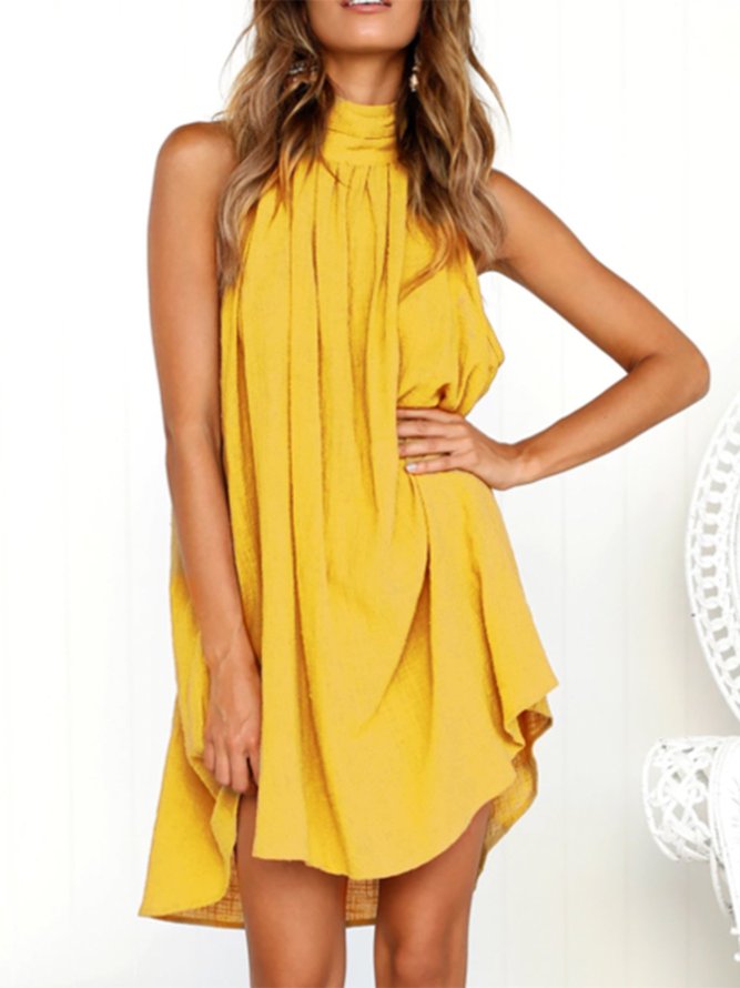 Basic Sleeveless Solid Summer Dress roselinlin