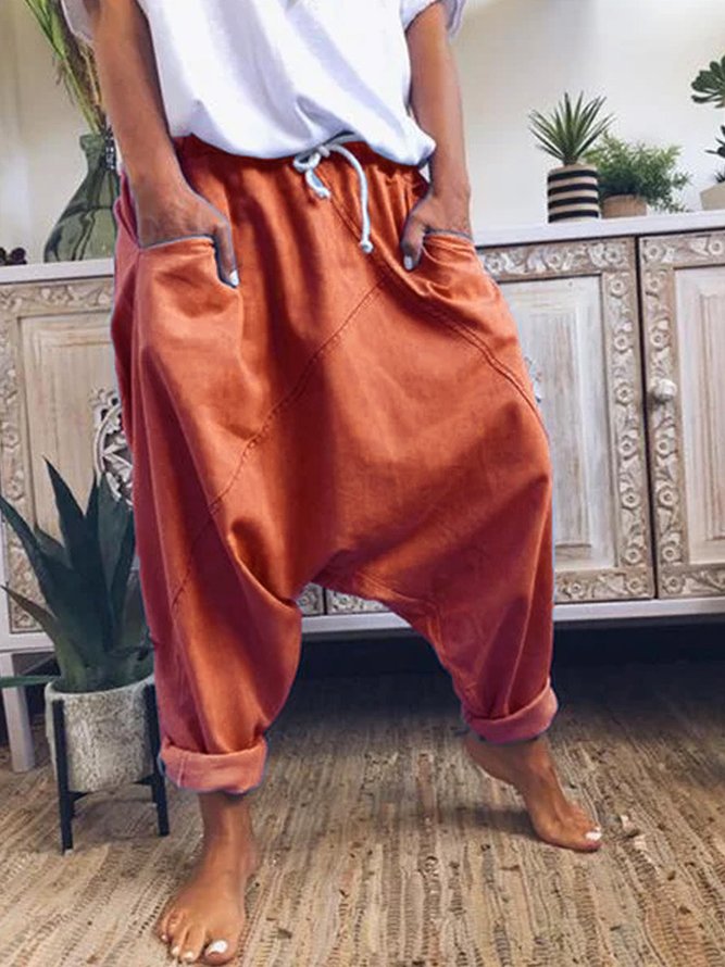Cotton-Blend Patchwork Vintage Sports Pants