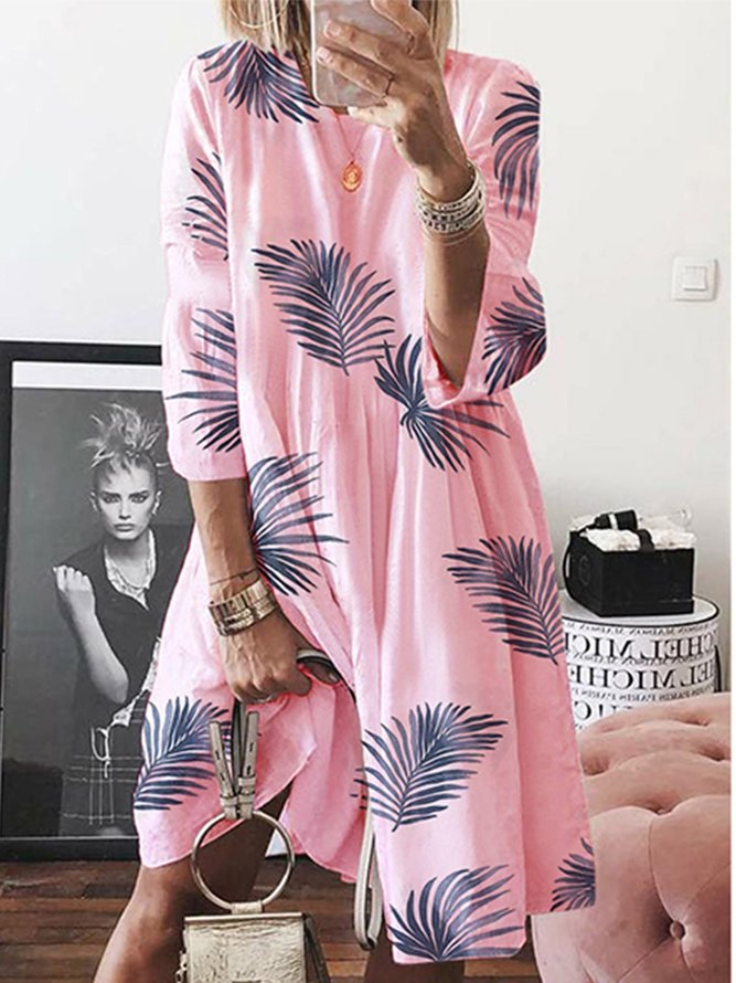 Boho A-Line Round Neck Half Sleeve Women Dress