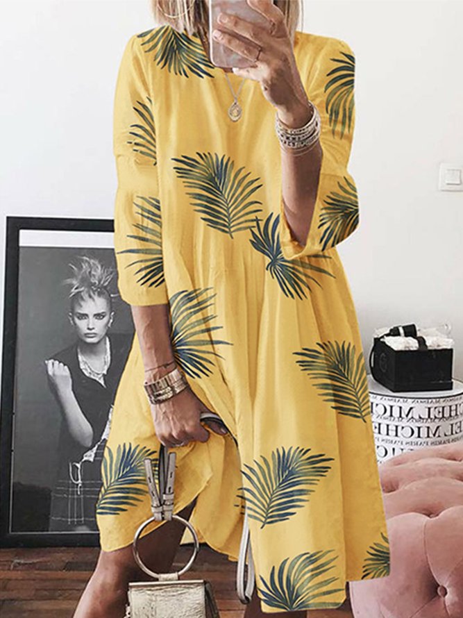 Boho A-Line Round Neck Half Sleeve Women Dress