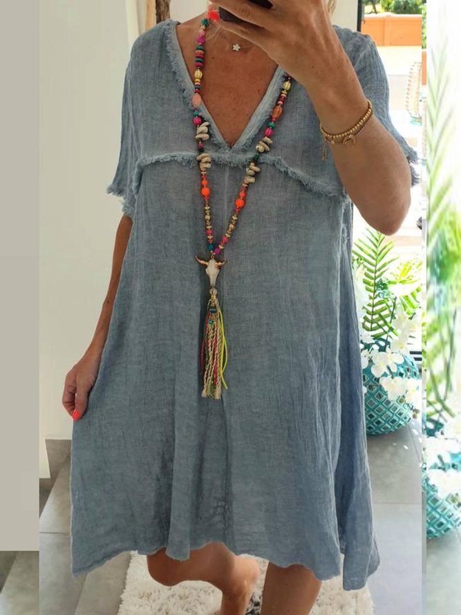 Cotton-Blend Casual Women Dress
