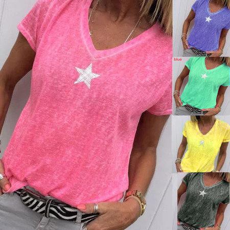 Cotton Geometric Short Sleeve Summer Top