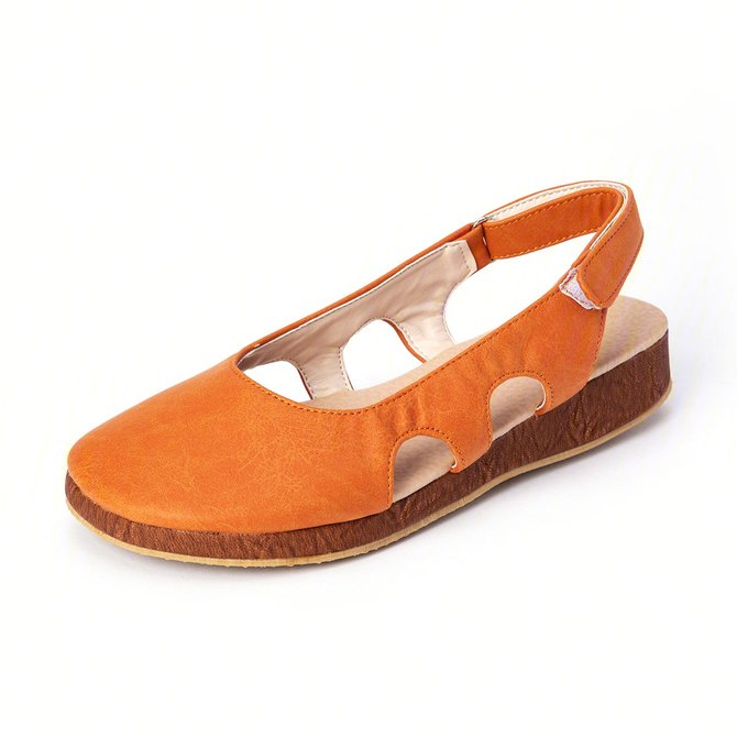 gray low heel sandals