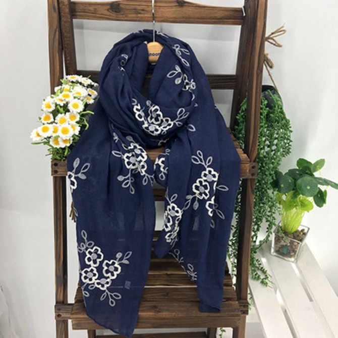 Women Embroidered Comfort Linen Scarves