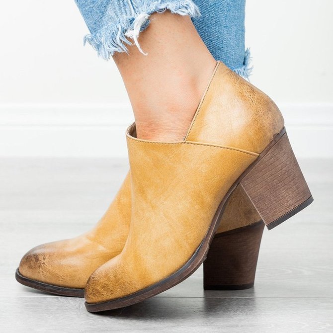 Closed Toe Chunky Heel Med (3-8Cm) Boots | roselinlin