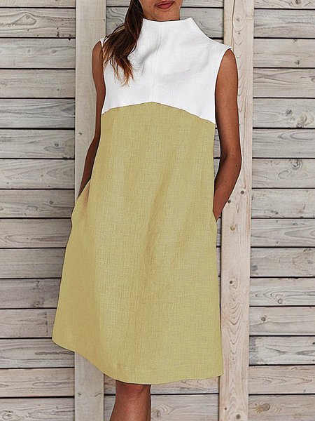 Summer Sleeveless Turtleneck Midi Dress