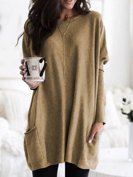 Gray Long Sleeve Crew Neck Shirt & Top
