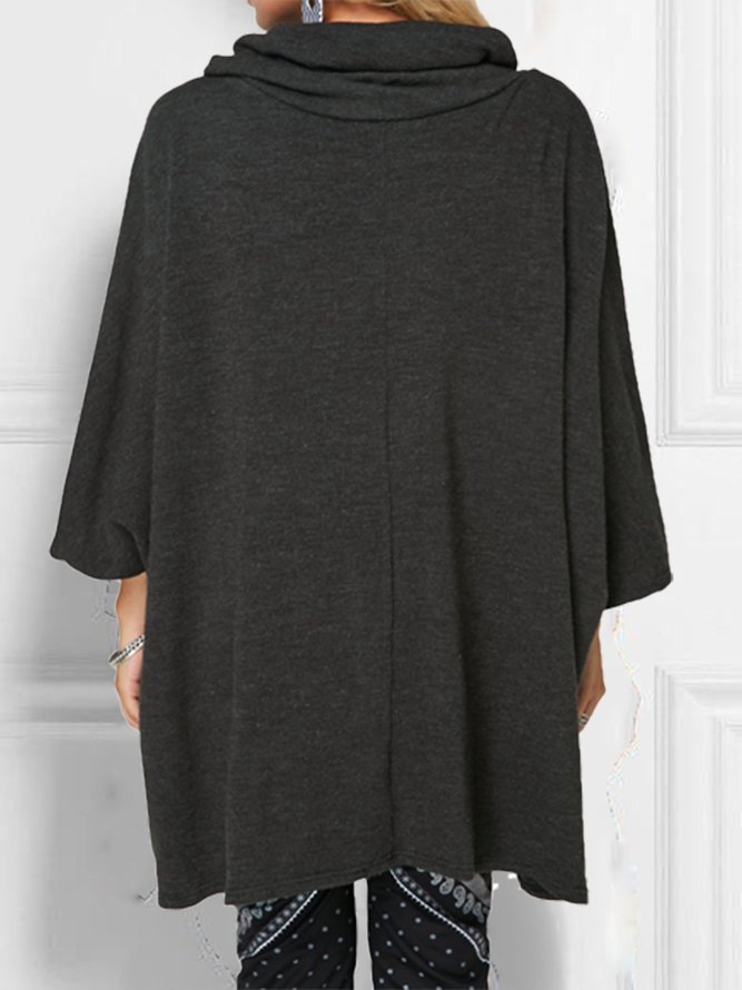 Solid Cowl Neck Long Sleeve Blouse