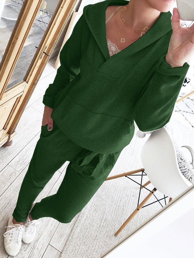 Hoodie Knitted Two Pieces Pants Sets Suits