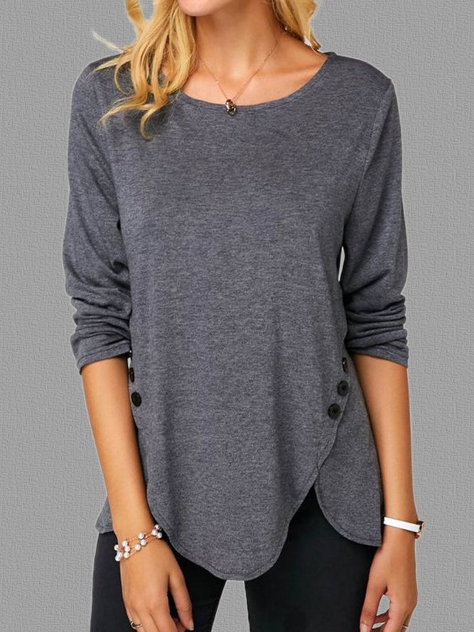 Crew Neck Casual Shift Knitted Top | roselinlin