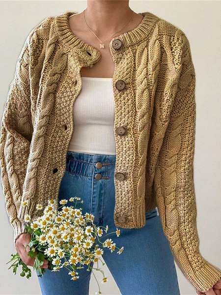 Roselinlin Women Casual Sweater Long Sleeve Vintage Sweater