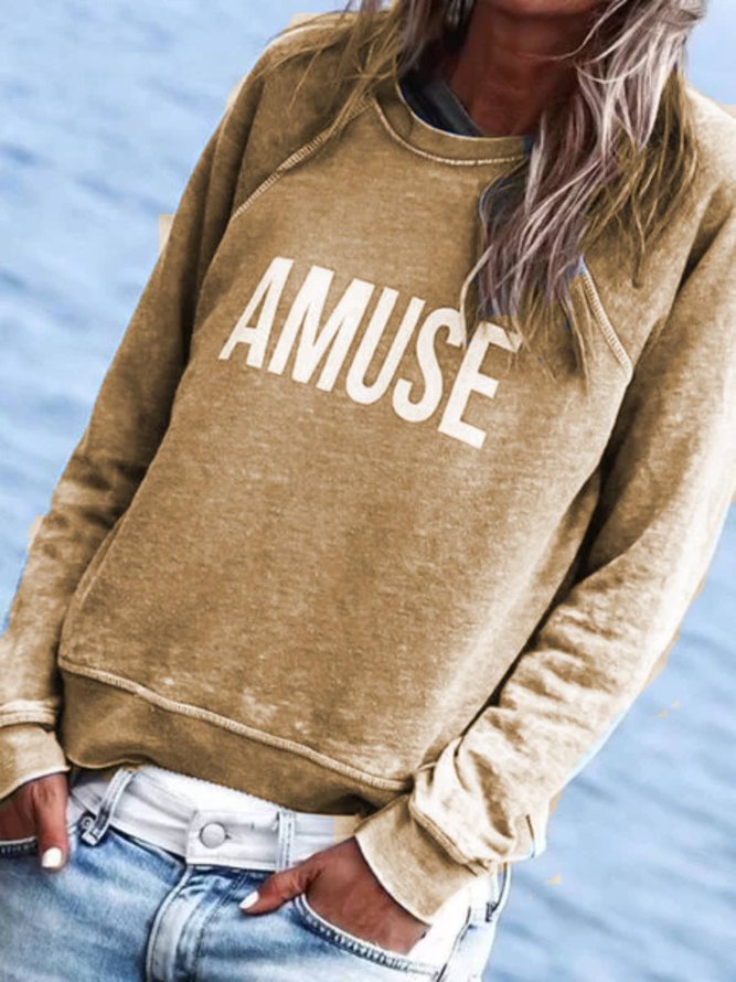 Women Spring Casual Long Sleeve Letter Top