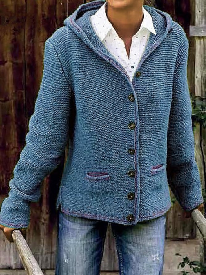 Roselinlin Women Coat Hoodie Long Sleeve Casual Cotton Coat