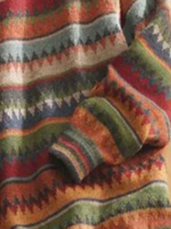 Women Color Long Sleeve Tribal Sweaters